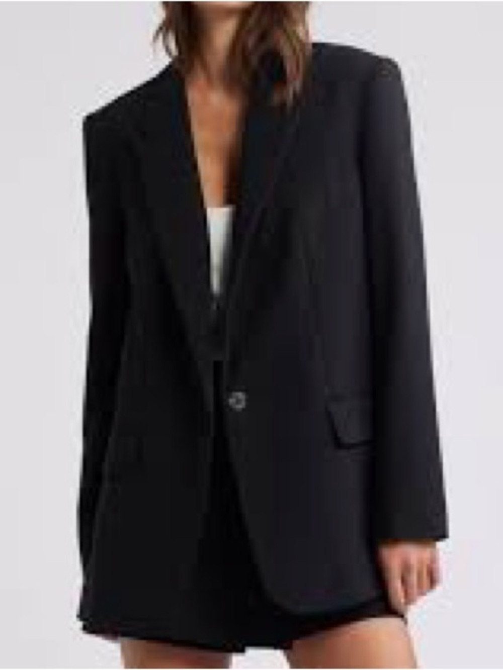 Open Edit Black Single-Button Tailored Blazer